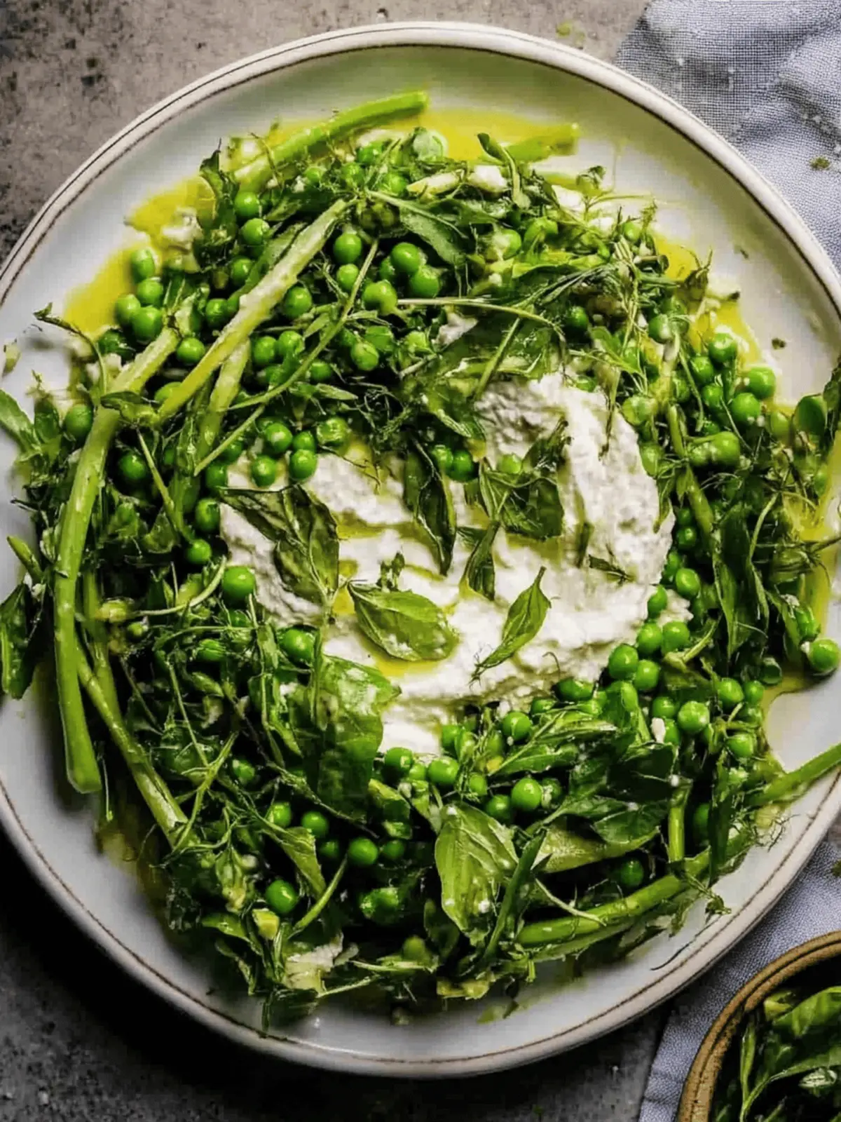 Triple Pea Salad with Whipped Goat Cheese
