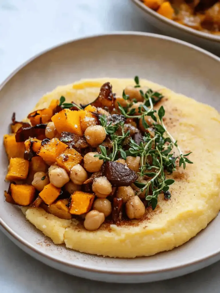 Creamy Polenta with Butternut Squash and Chickpeas