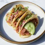 Crispy Tuna Poke Tacos with Crunchy Furikake Cucumber