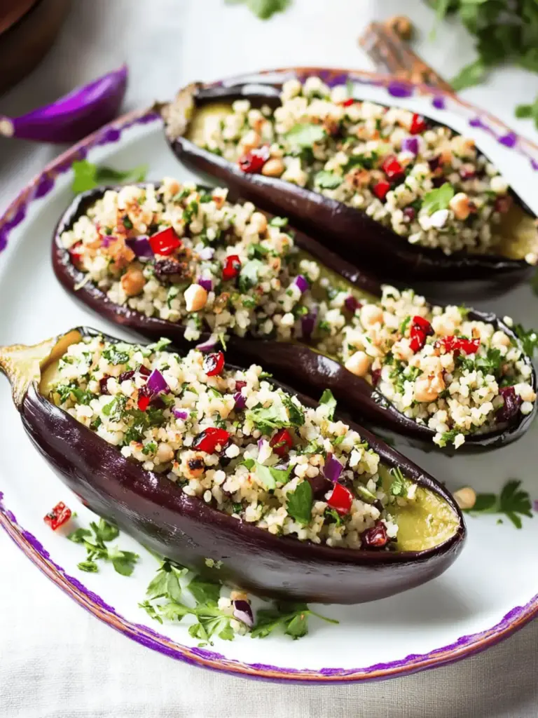 Stuffed Eggplants with Herbed Bulgur