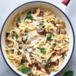 Creamy Sun Dried Tomato Pasta with Garlic Soy curls