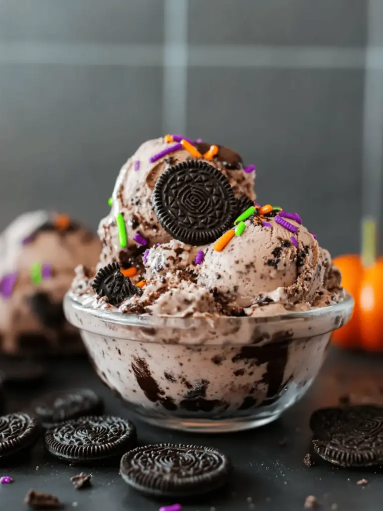 Halloween Chocolate Oreo Ice Cream