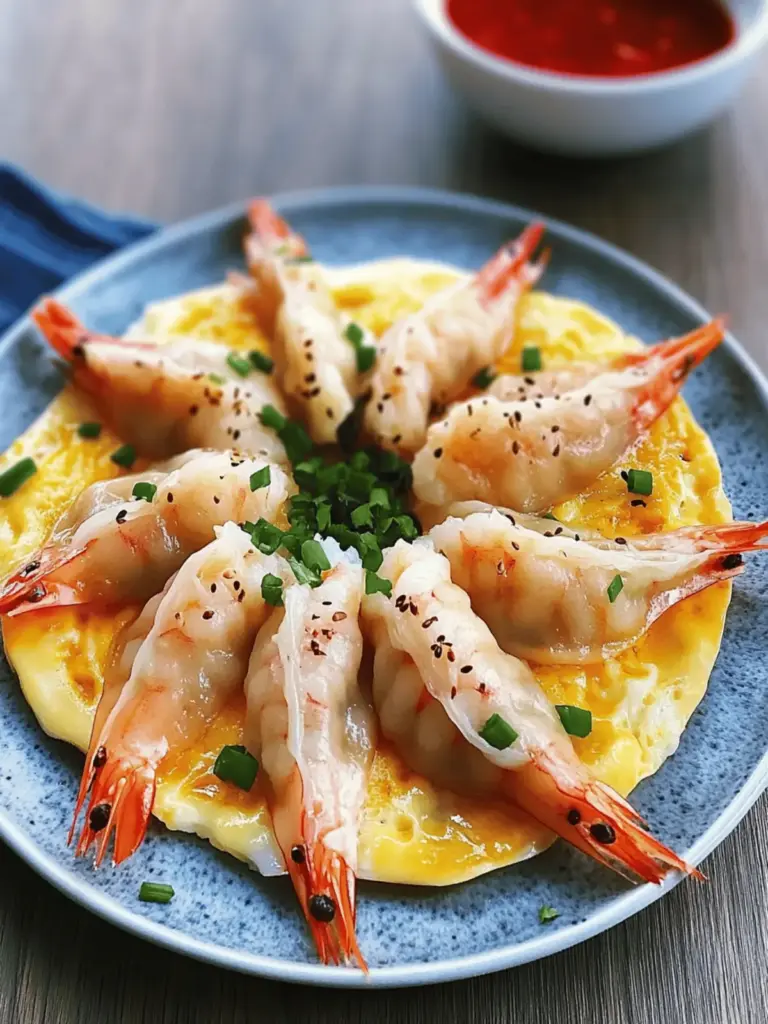 Whole Shrimp Potsticker with fluffy Egg Skirt