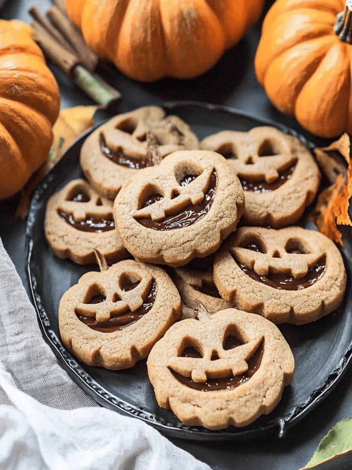 Milk Chocolate Stuffed Jack-O’-Lantern Cookies.