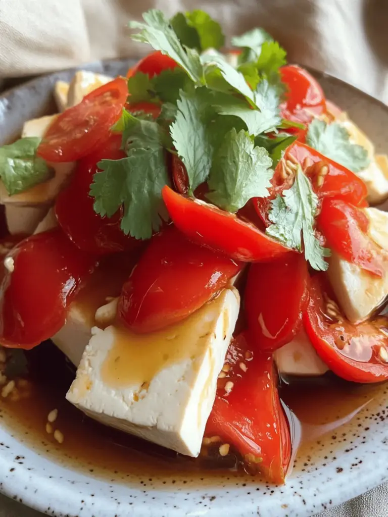 Cold Silken Tofu with Marinated Tomatoes