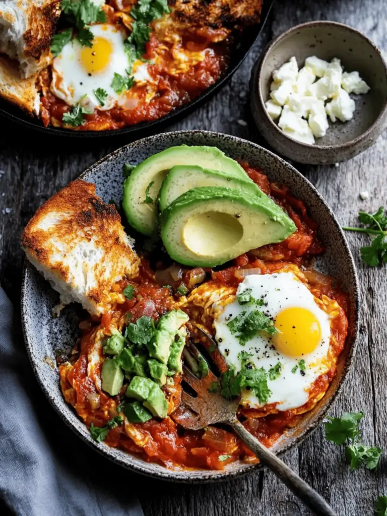 Shakshuka with Feta & Avocado Salad