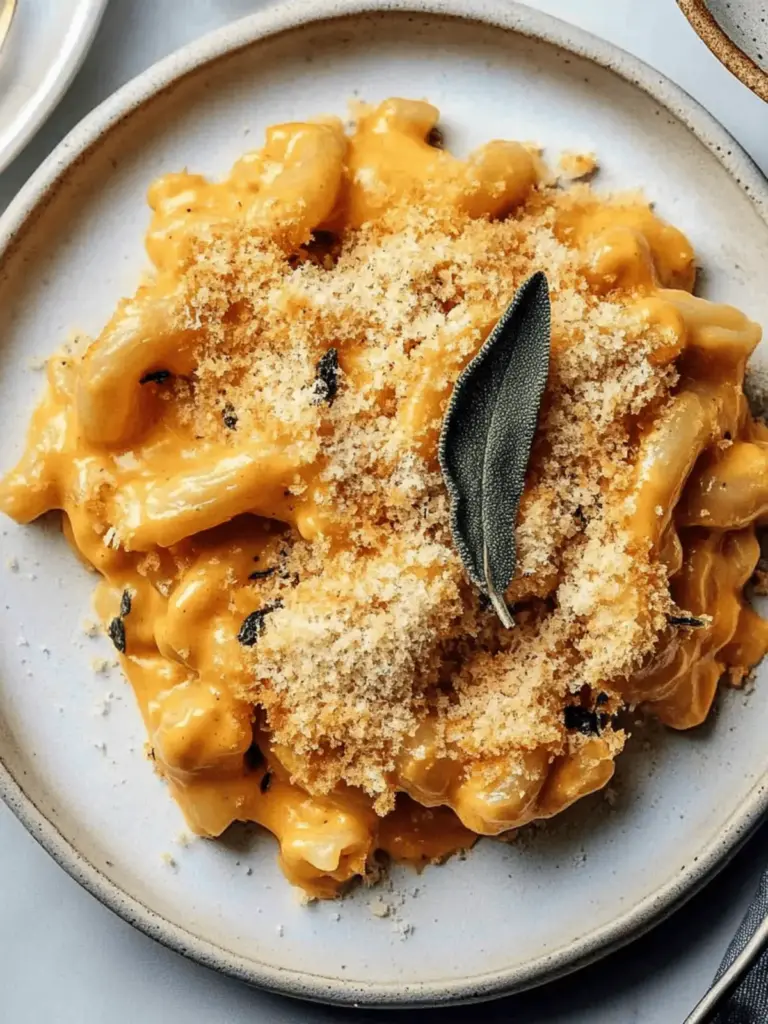 Creamy Pumpkin Mac and Cheese with Brown Butter Sage Breadcrumbs