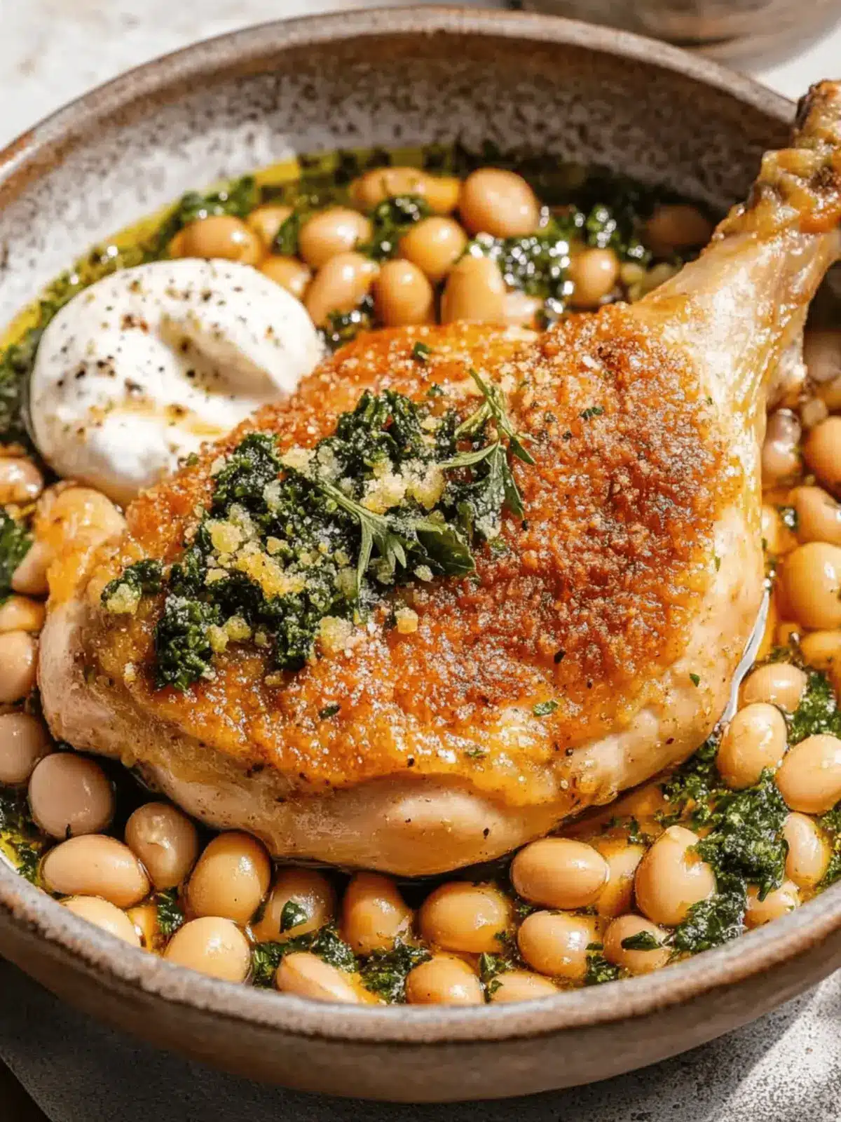 Crispy Chicken with Cannellini Beans