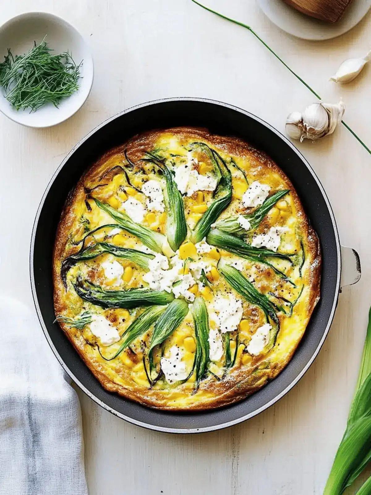Zucchini Blossom Corn Goat Cheese Frittata for Fresh Flavor Bliss 3 Zucchini blossom corn goat cheese frittata