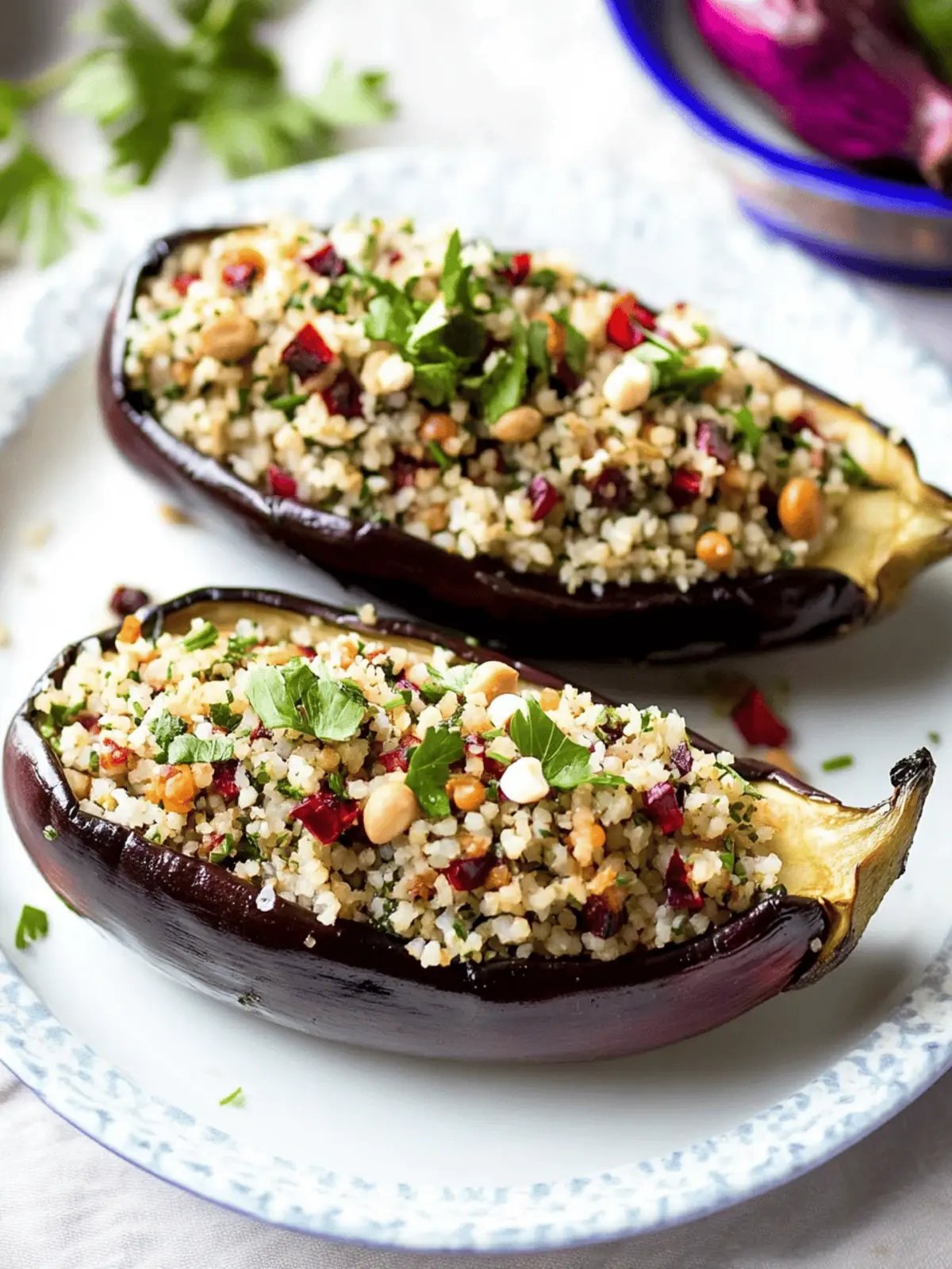 Stuffed Eggplants with Herbed Bulgur for a Festive Feast 4 Stuffed Eggplants with Herbed Bulgur