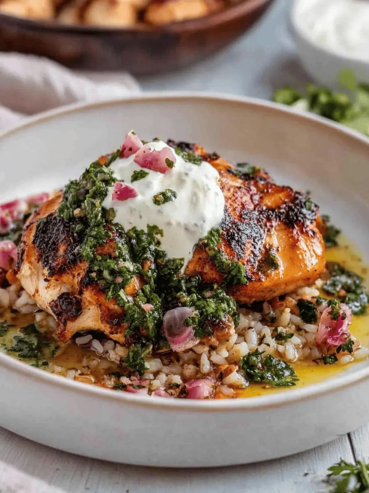 Chicken and Rice with Lime Chimichurri