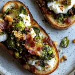 Caramelized Brussels Sprout Toast with Burrata & Bacon