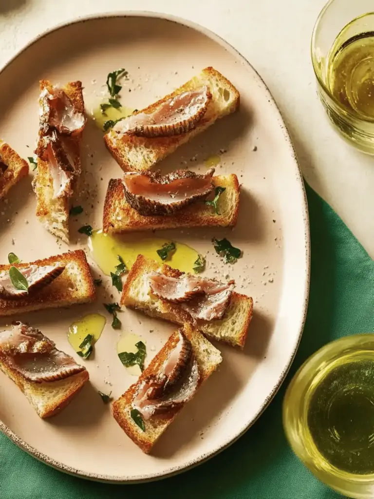 Neil Perry’s anchovies and roast garlic on toast