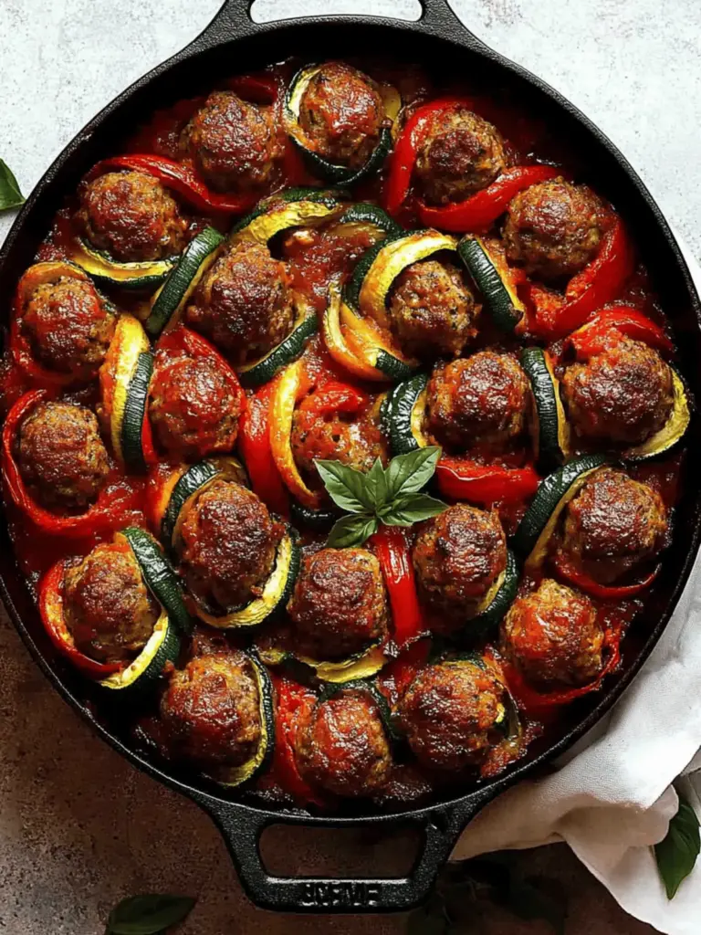 Moroccan Spiral Meatball Zucchini Bake
