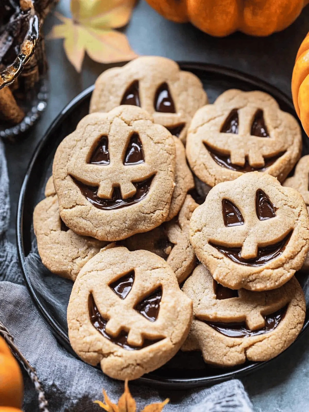 Milk Chocolate Stuffed Jack-O’-Lantern Cookies.