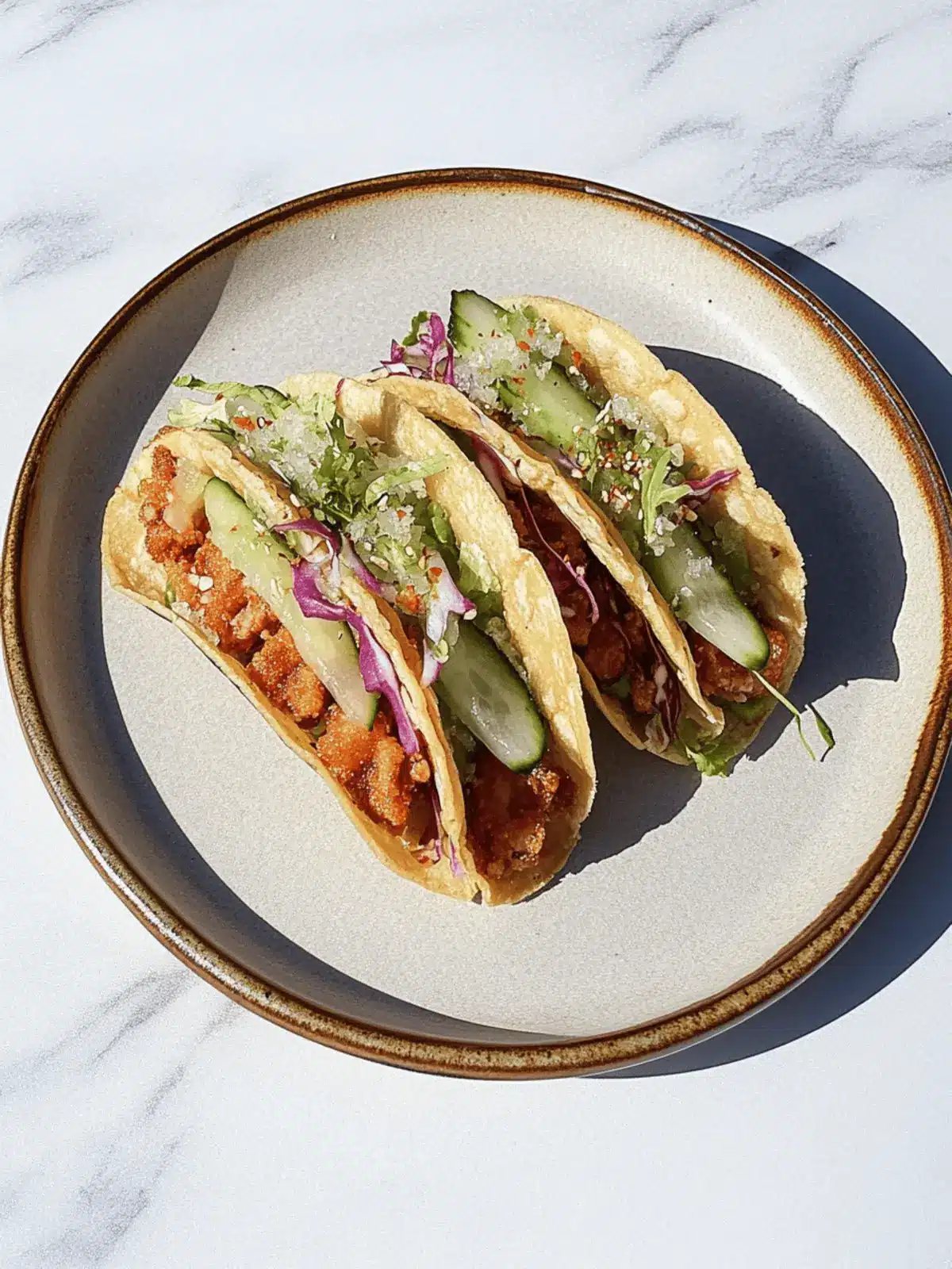 Crispy Tuna Poke Tacos with Crunchy Furikake Cucumber