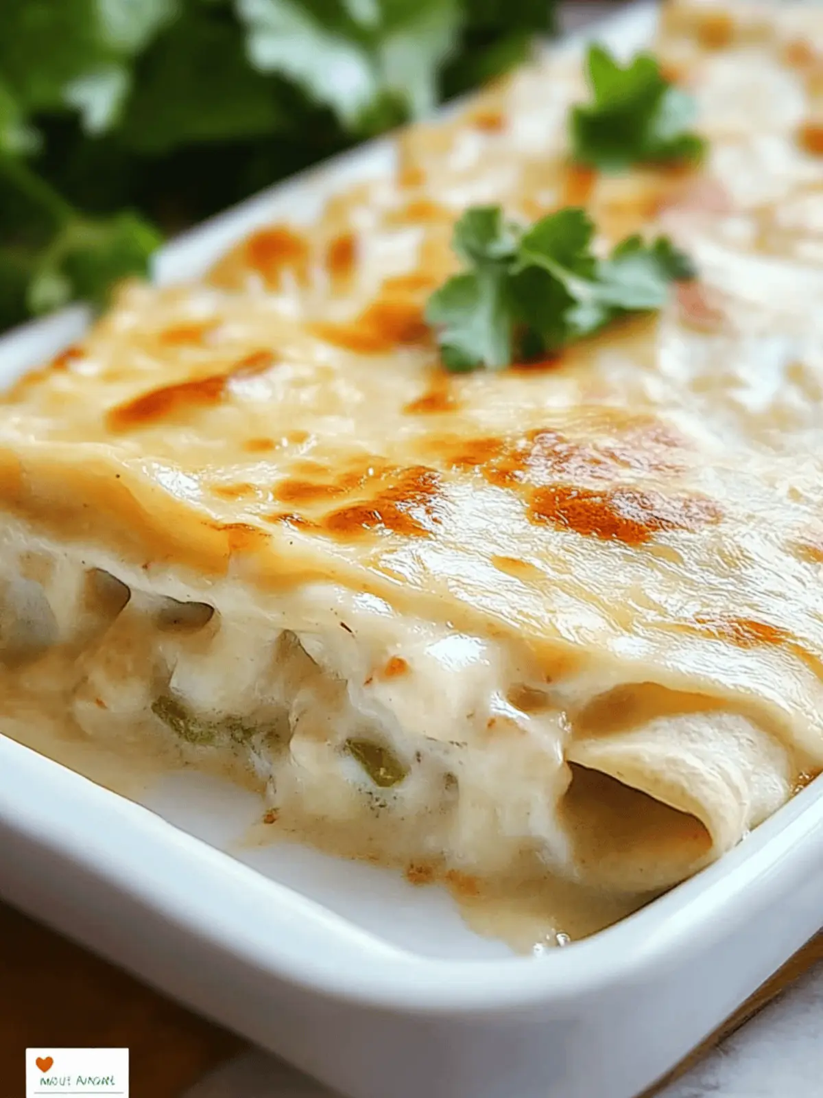 Cheesy Creamy White Chicken Enchiladas