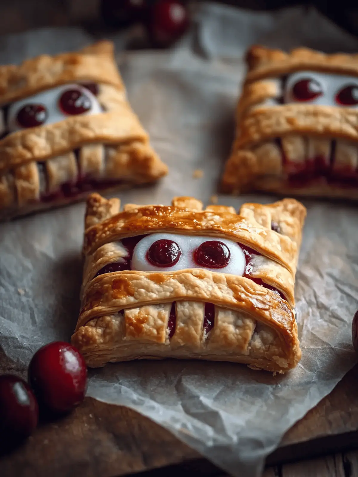 Mummy Cherry Pies: Easy Spooky Treats for Halloween Fun 4 Mummy Cherry Pies