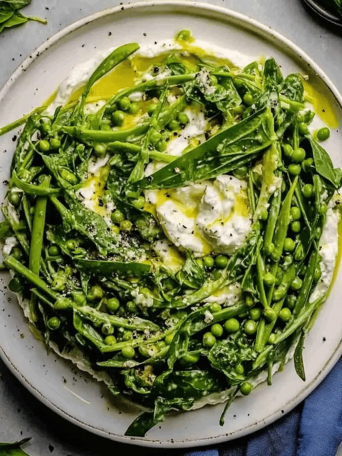 Triple Pea Salad with Whipped Goat Cheese