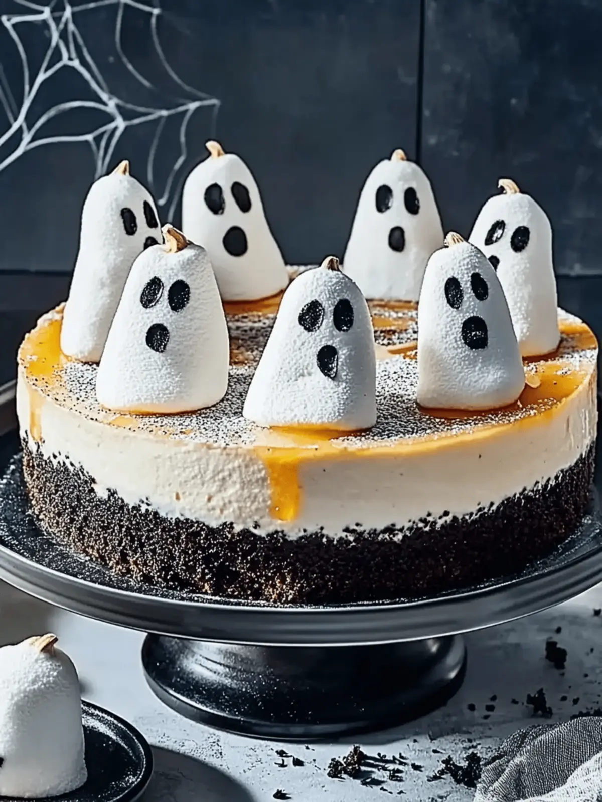 Spooky Halloween Marshmallow Cheesecake with Ghostly Meringues 3 Spooky Halloween marshmallow cheesecake