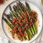 Grilled Asparagus with Tomato Salad & Tahini Sauce