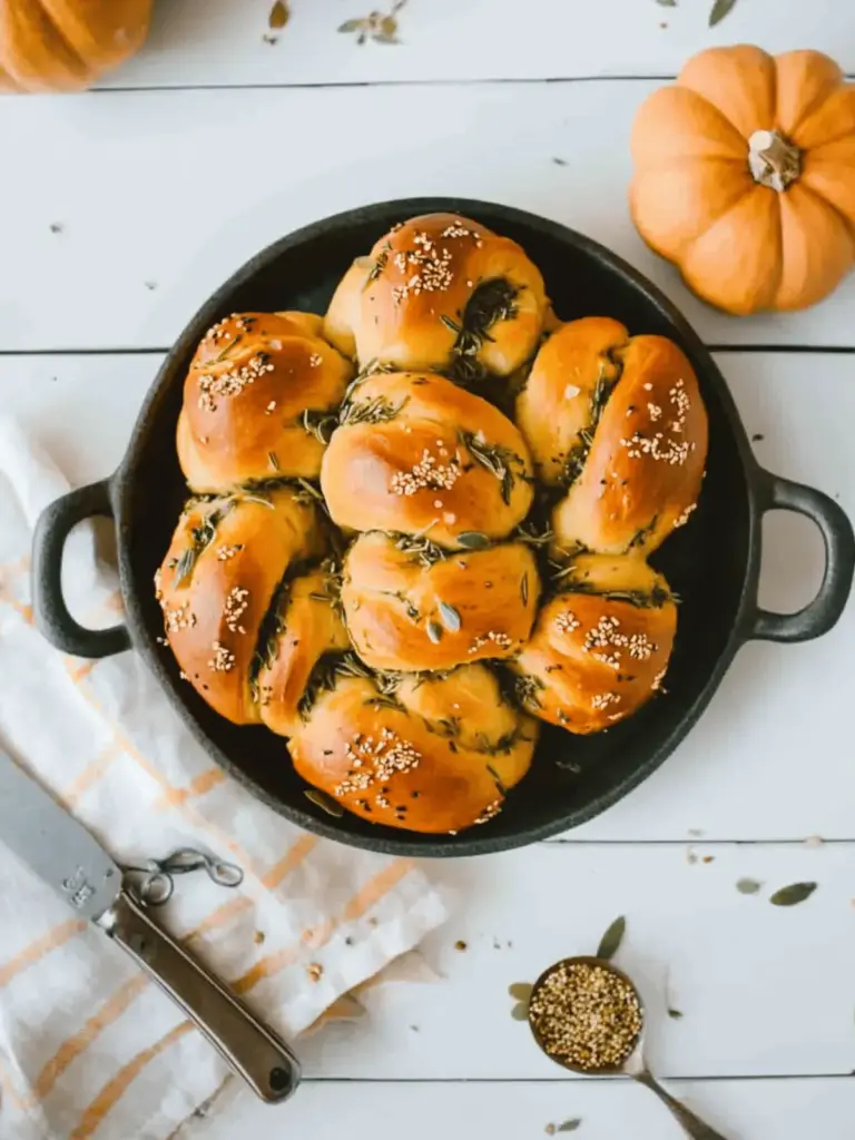 Pumpkin Sage Challah Rolls