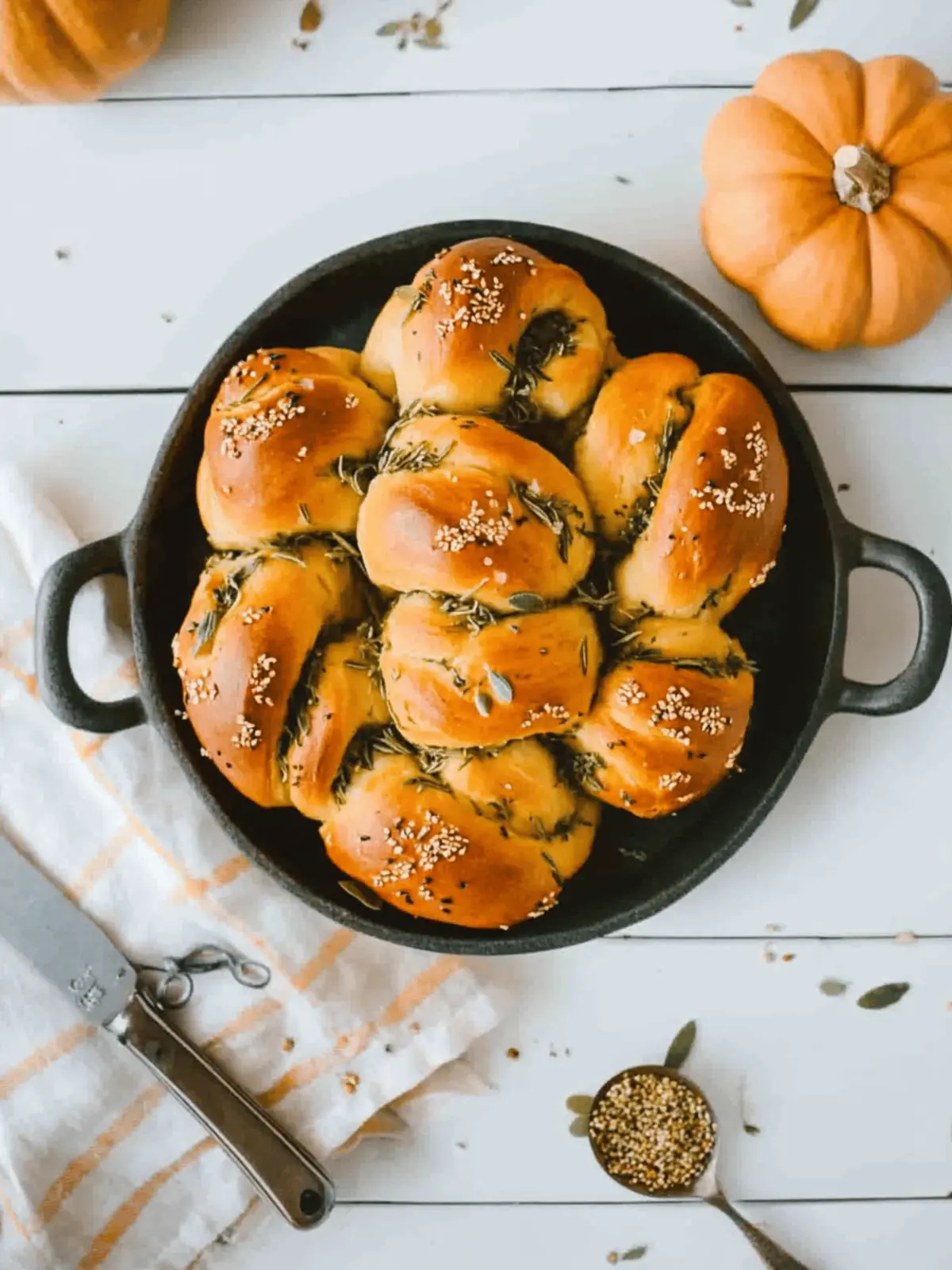 Pumpkin Sage Challah Rolls