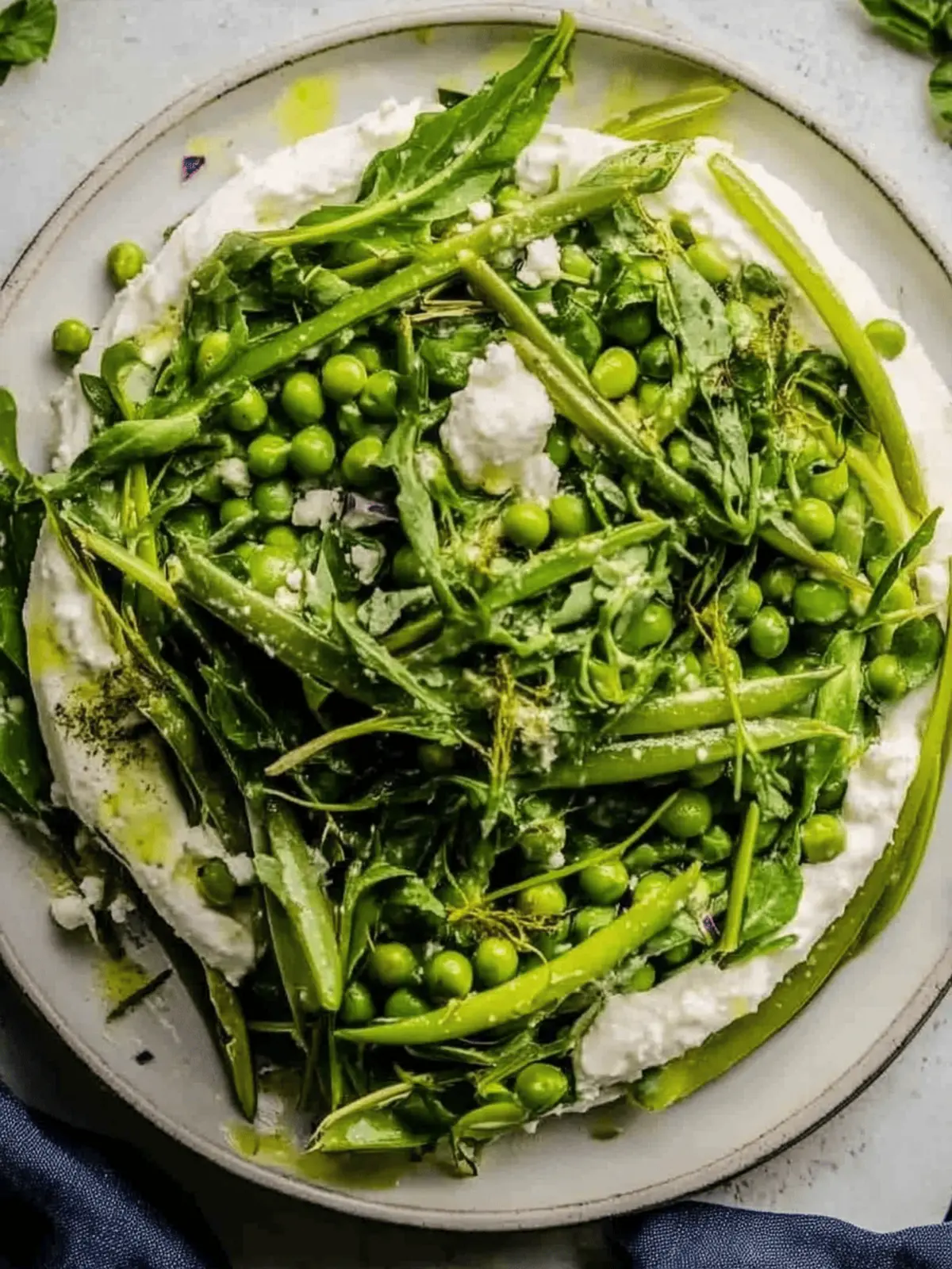 Triple Pea Salad with Whipped Goat Cheese