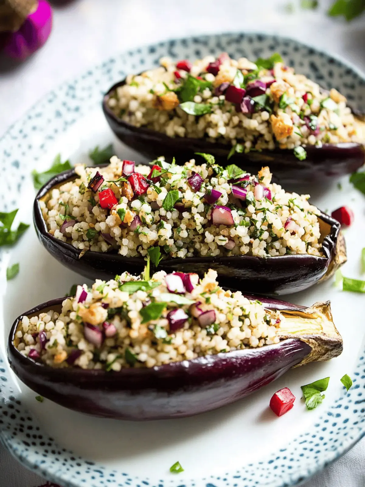 Stuffed Eggplants with Herbed Bulgur for a Festive Feast 2 Stuffed Eggplants with Herbed Bulgur