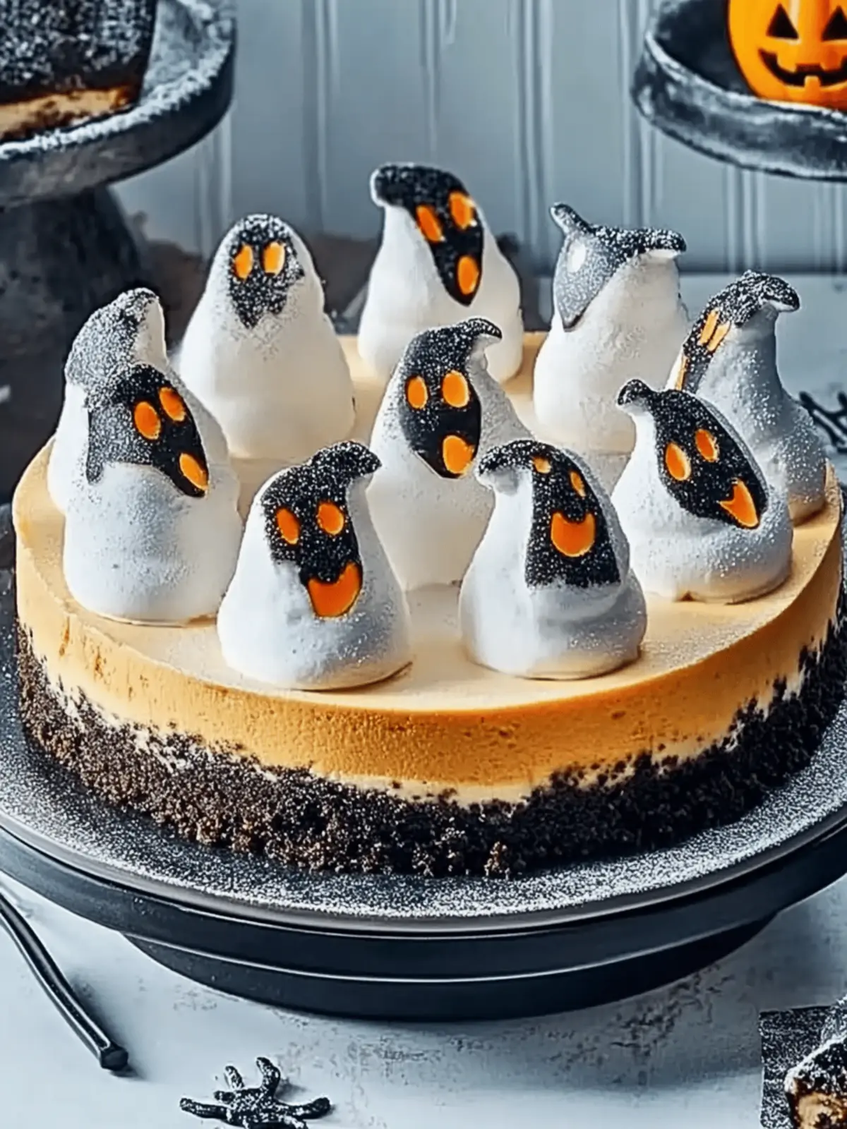 Spooky Halloween Marshmallow Cheesecake with Ghostly Meringues 4 Spooky Halloween marshmallow cheesecake