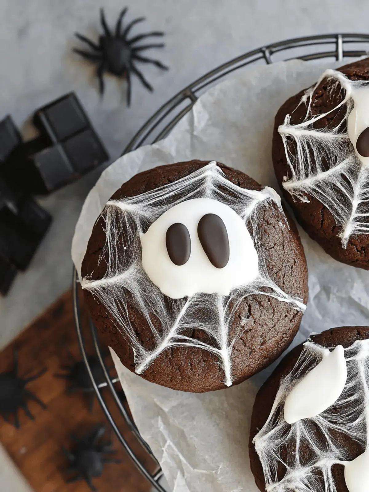 alloween Double Chocolate Spider Web Cookies