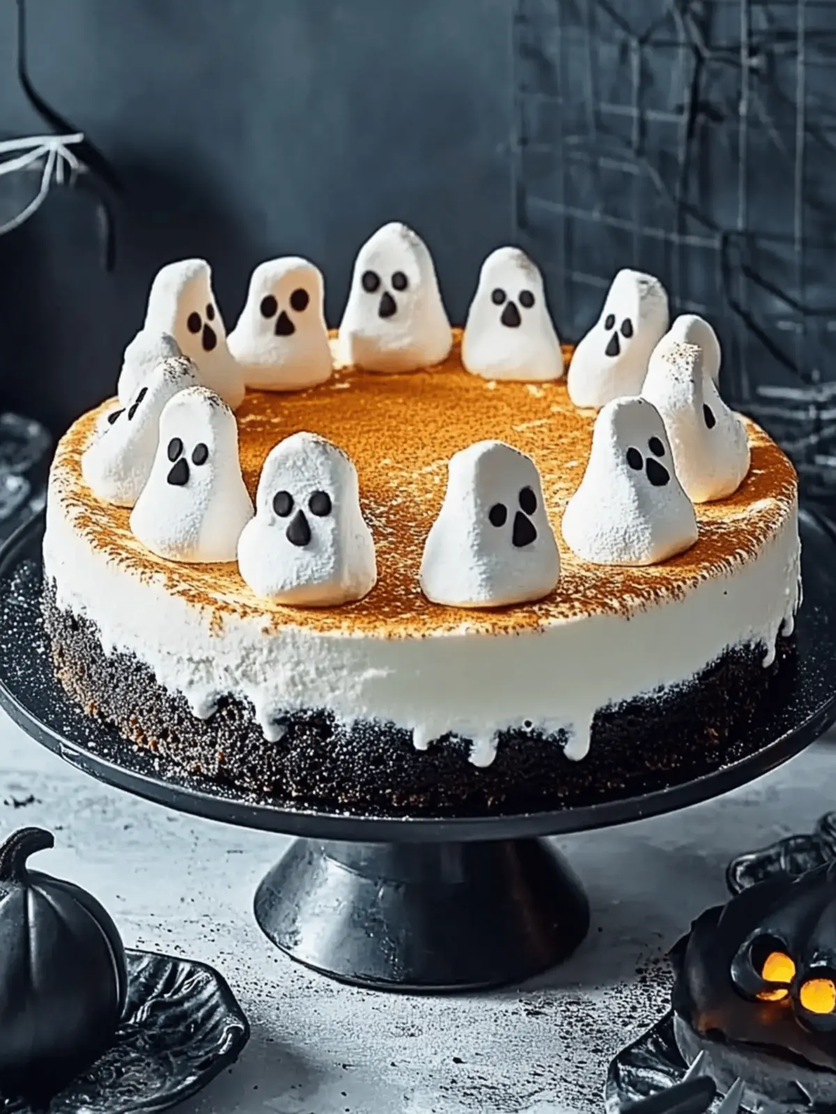 Spooky Halloween Marshmallow Cheesecake with Ghostly Meringues 2 Spooky Halloween marshmallow cheesecake
