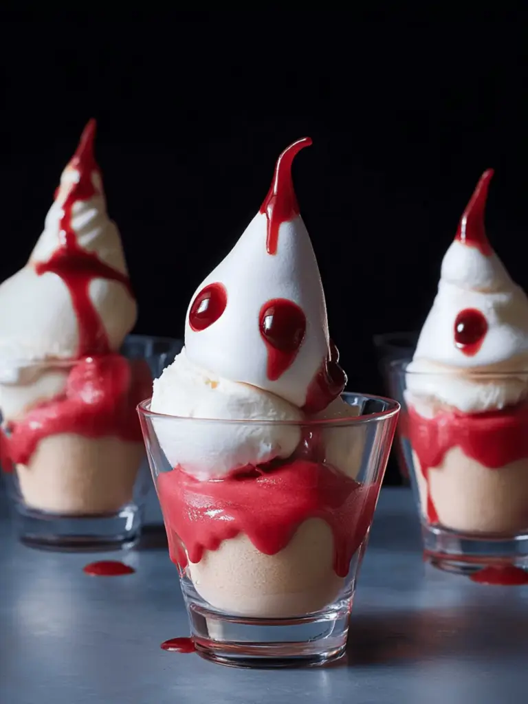 Meringue ghost ice cream sundaes