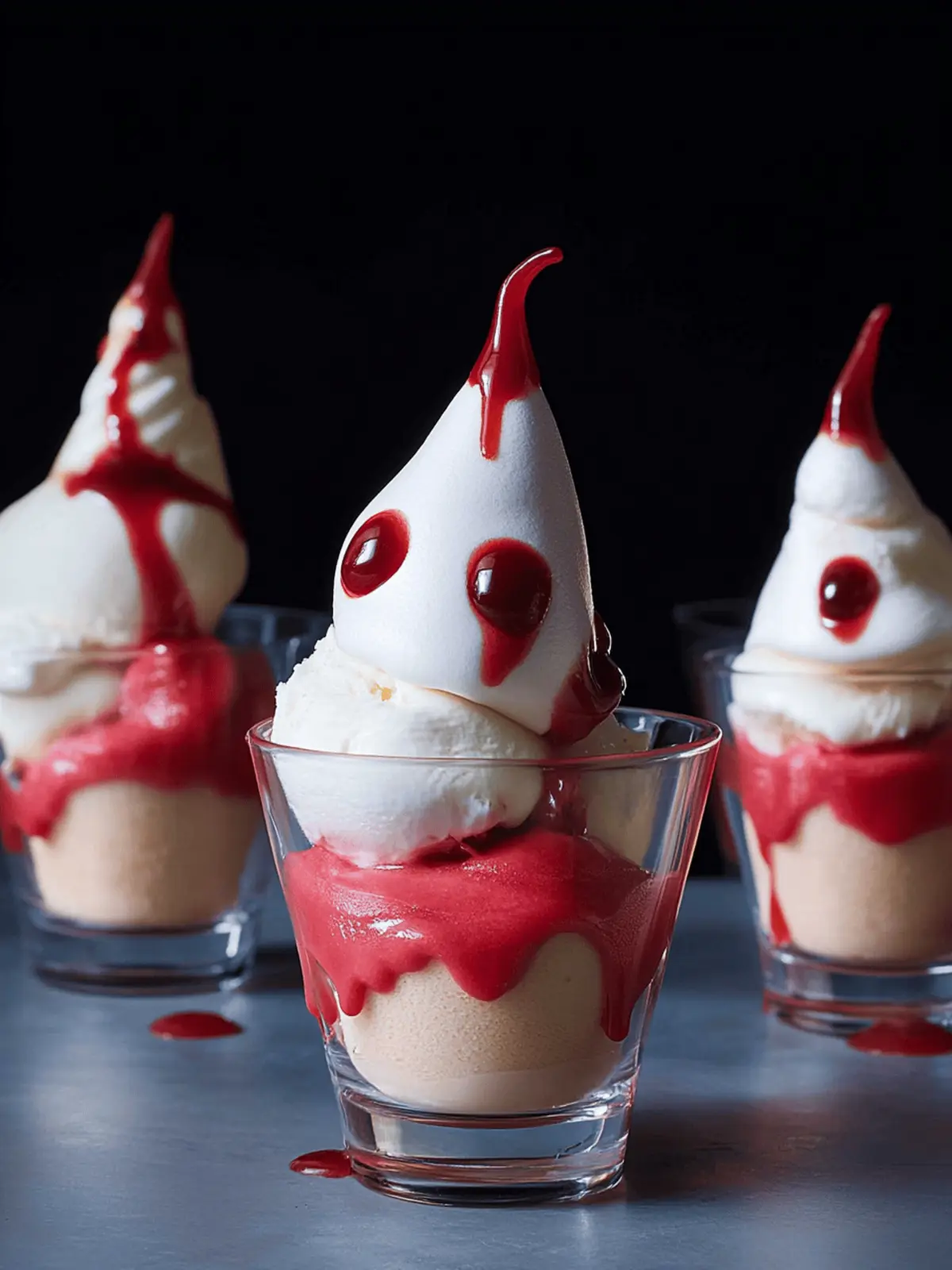 Meringue ghost ice cream sundaes