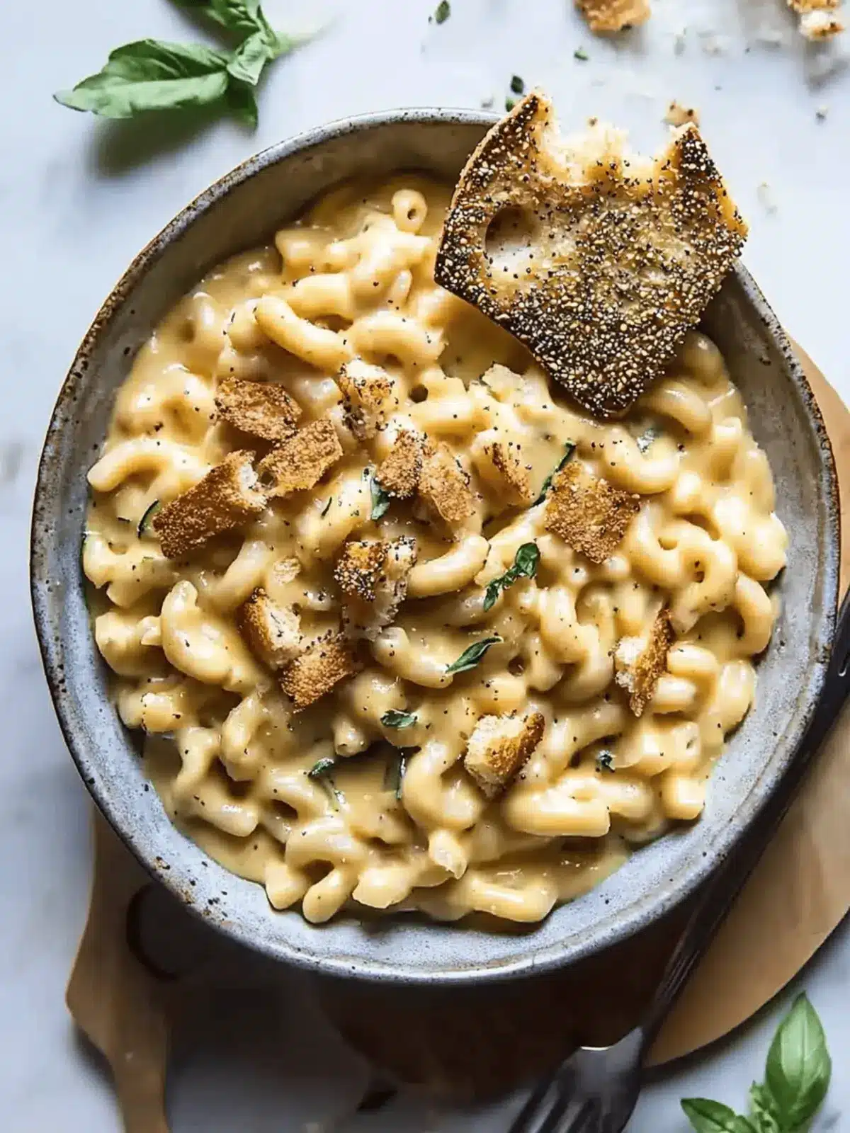 Sneaky Zucchini Mac and Cheese with Bagel Chip Crunch 4 Sneaky Zucchini Mac and Cheese with Everything Bagel Chip Crumbs.