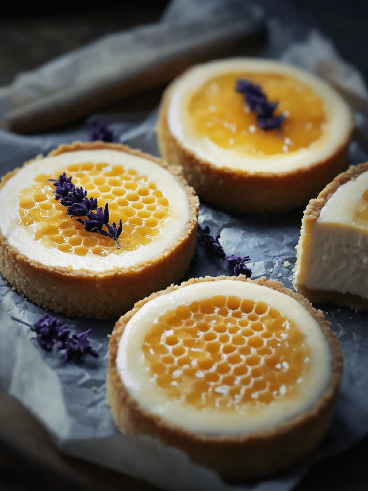 Peaches and Hay Mini Cheesecakes with Honey