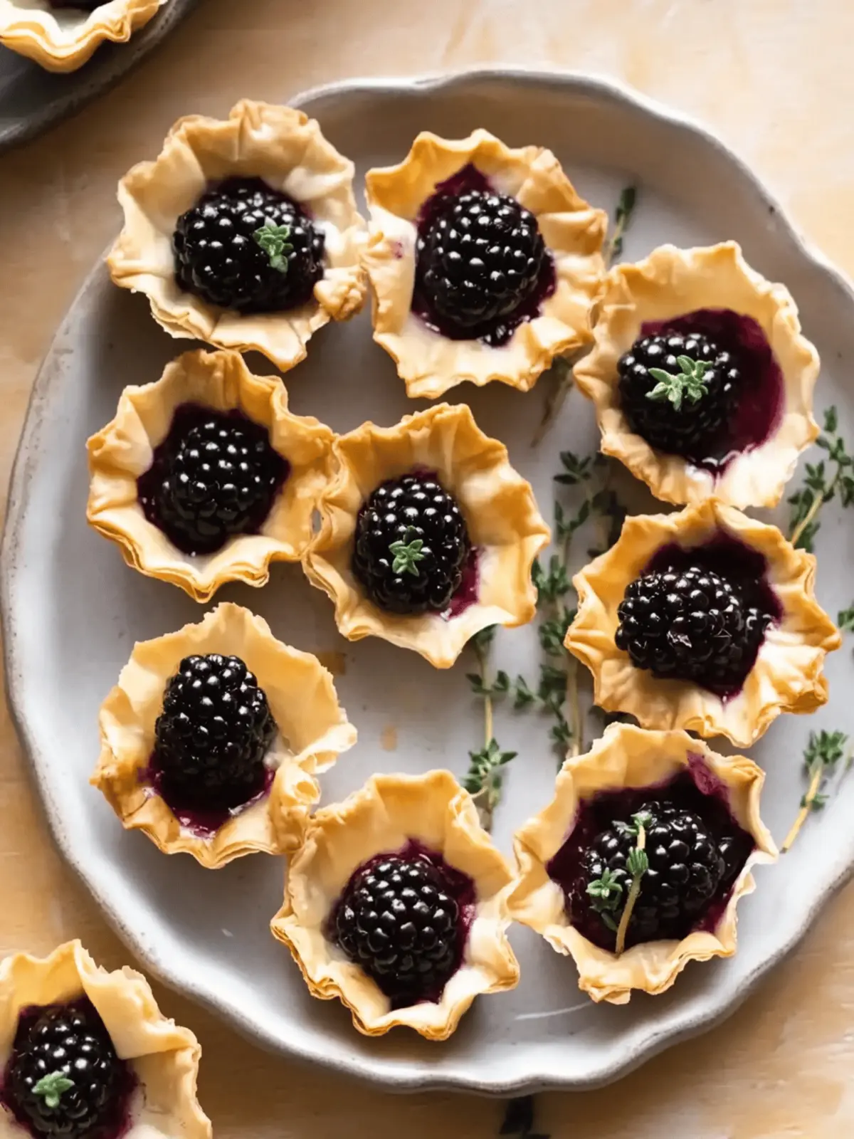 Brie Phyllo Cups with Blackberry and Thyme