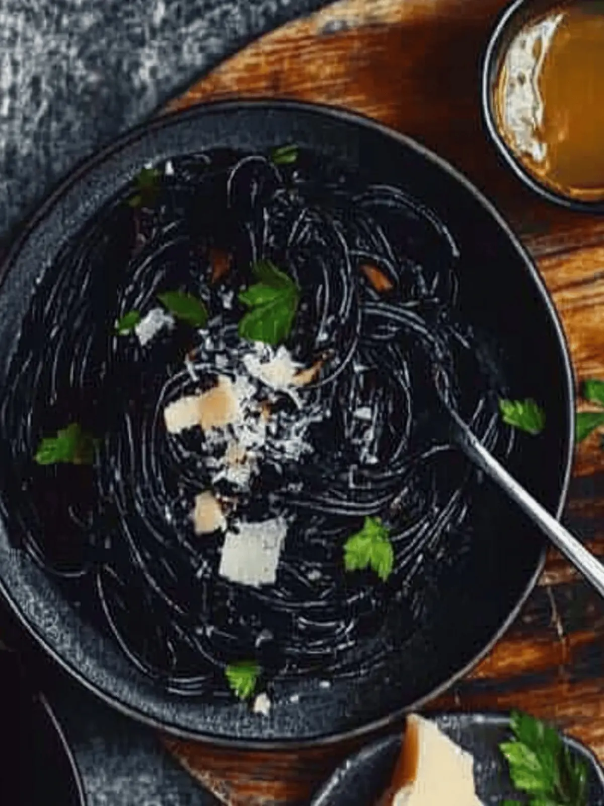 Squid Ink Spaghetti Aglio e Olio