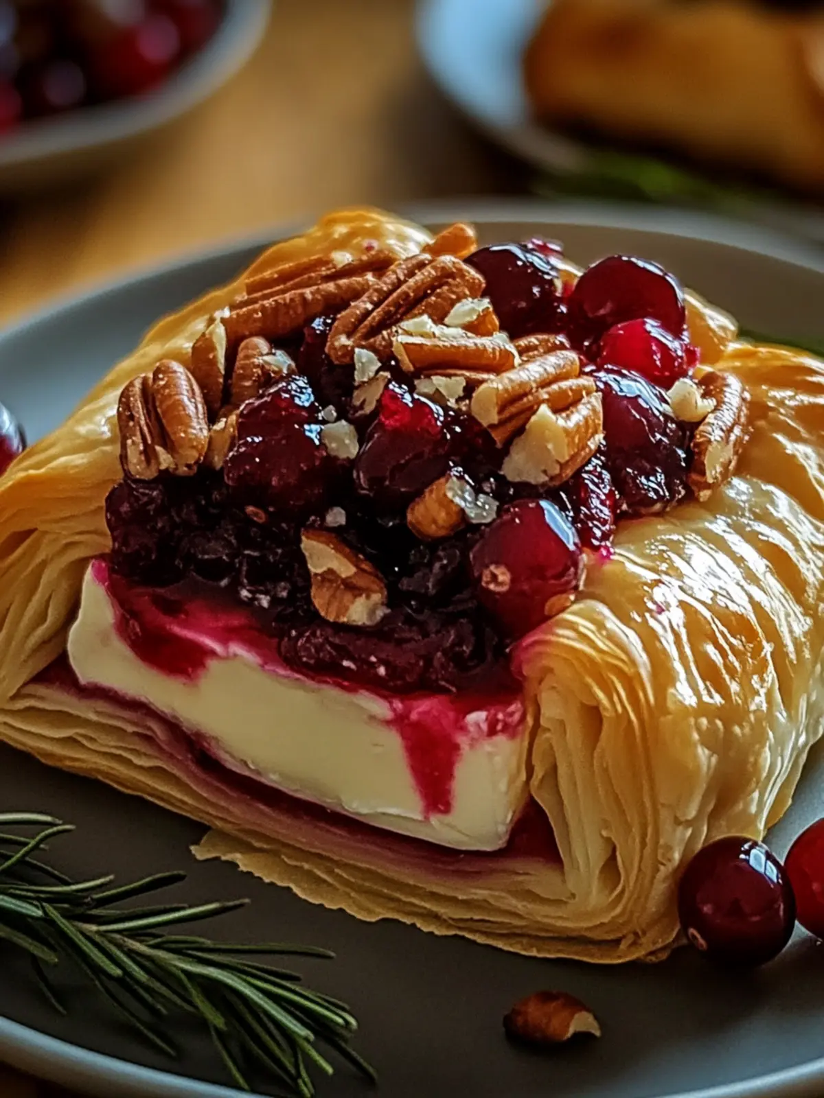 Cranberry Pecan Brie in Flaky Puff Pastry