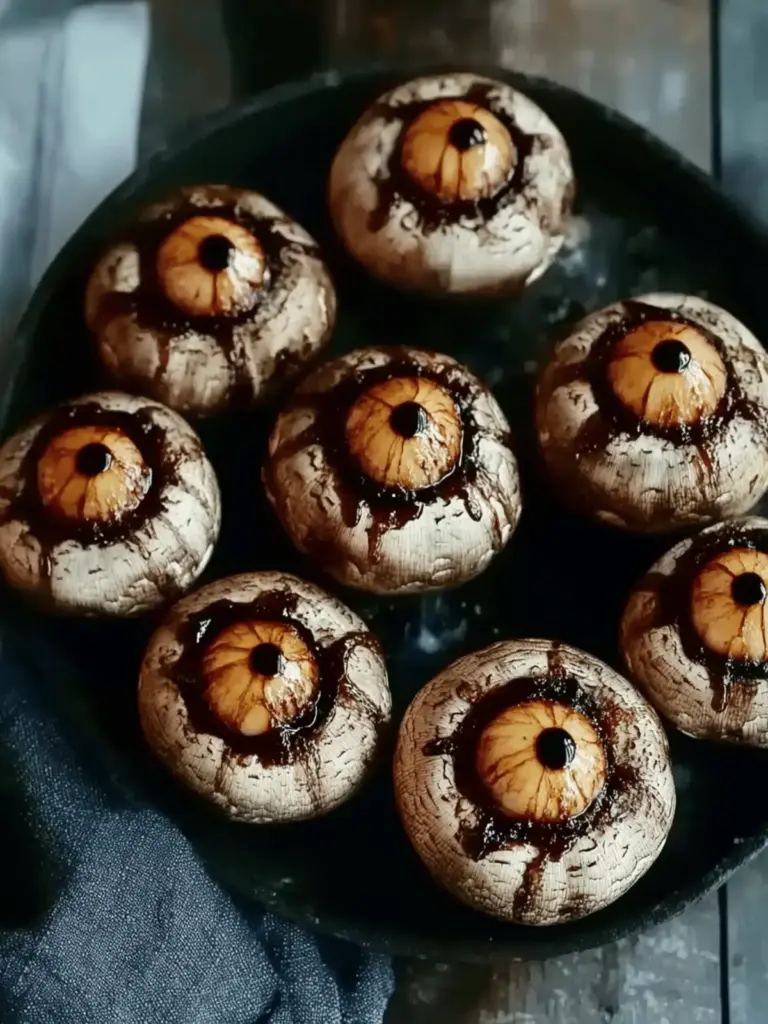Spooky Stuffed Mushroom Eyeballs