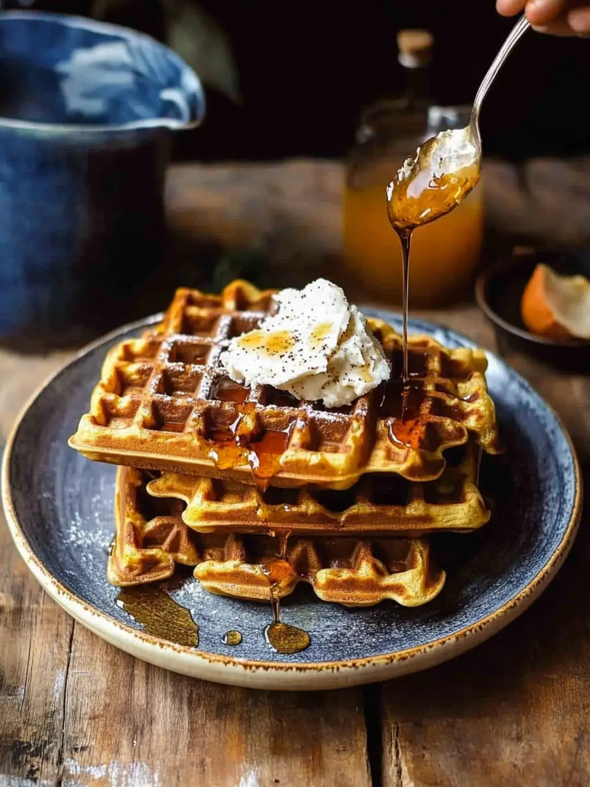 Cider Pumpkin Waffles with Salted Maple Butter Bliss 2 Cider Pumpkin Waffles with Salted Maple Butter.