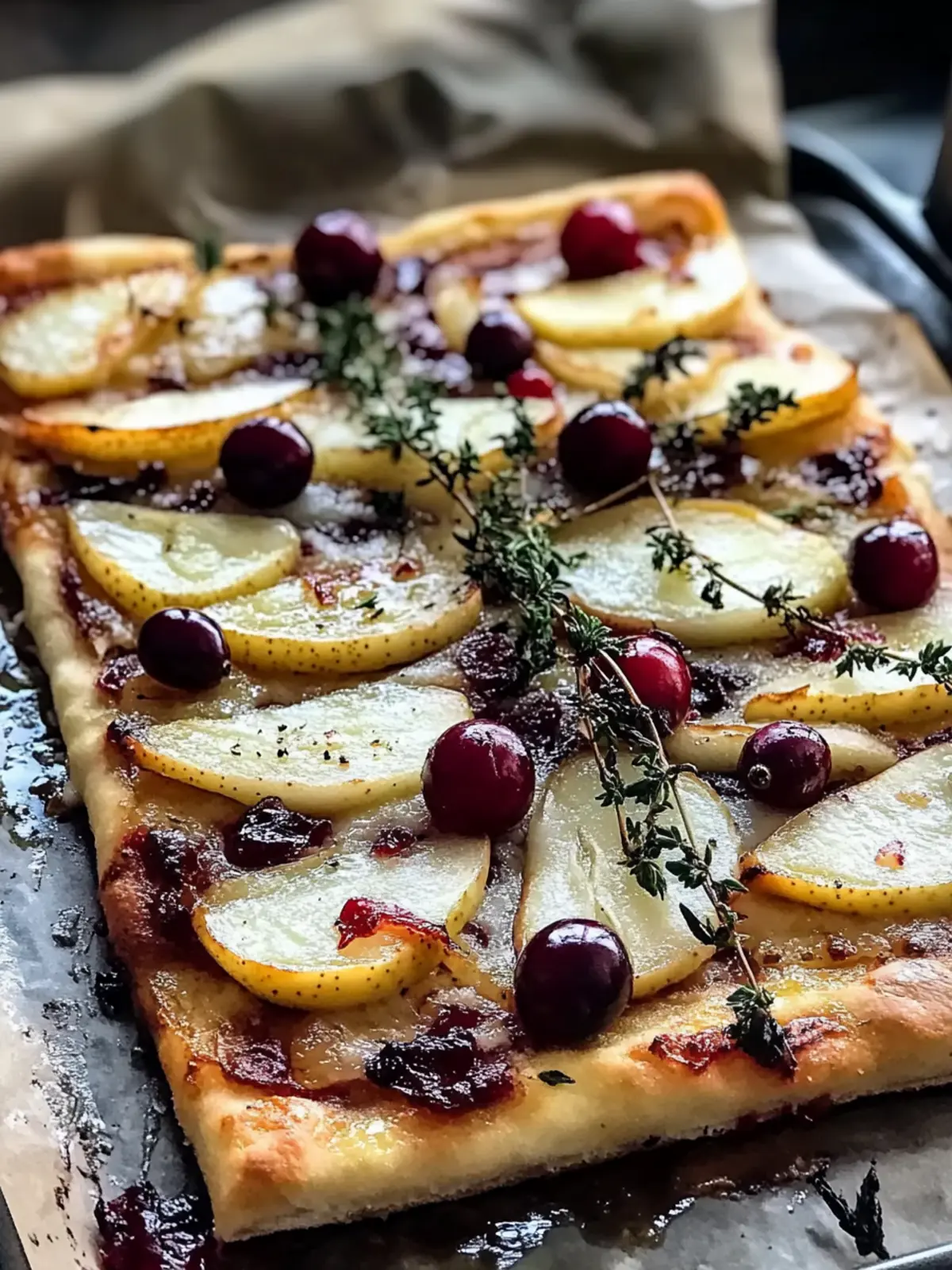 Roasted Pear, Cranberry, and Brie Flatbread