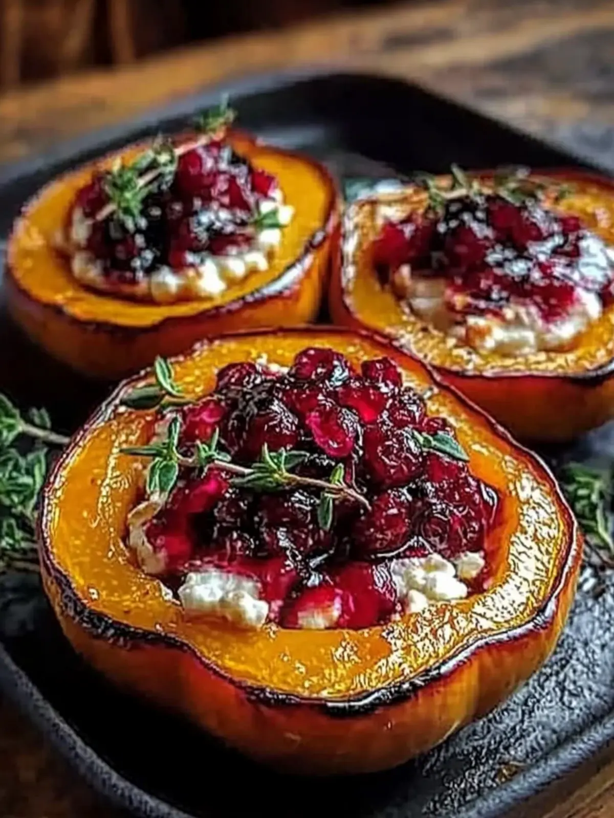 Sweet Honey-Glazed Acorn Squash with Goat Cheese Delight 3 Honey-Glazed Acorn Squash with Creamy Goat Cheese and Cranberry Drizzle