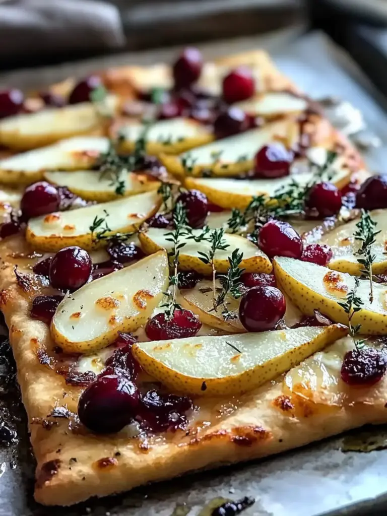 Roasted Pear, Cranberry, and Brie Flatbread