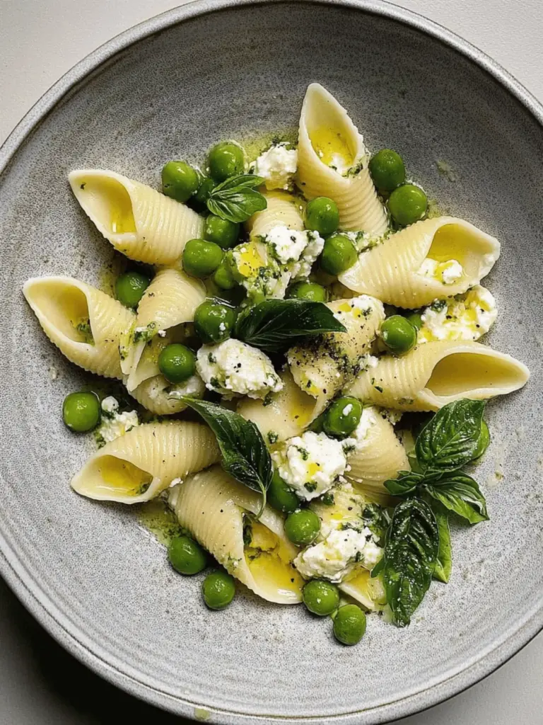 Conchiglioni with ricotta and petits pois