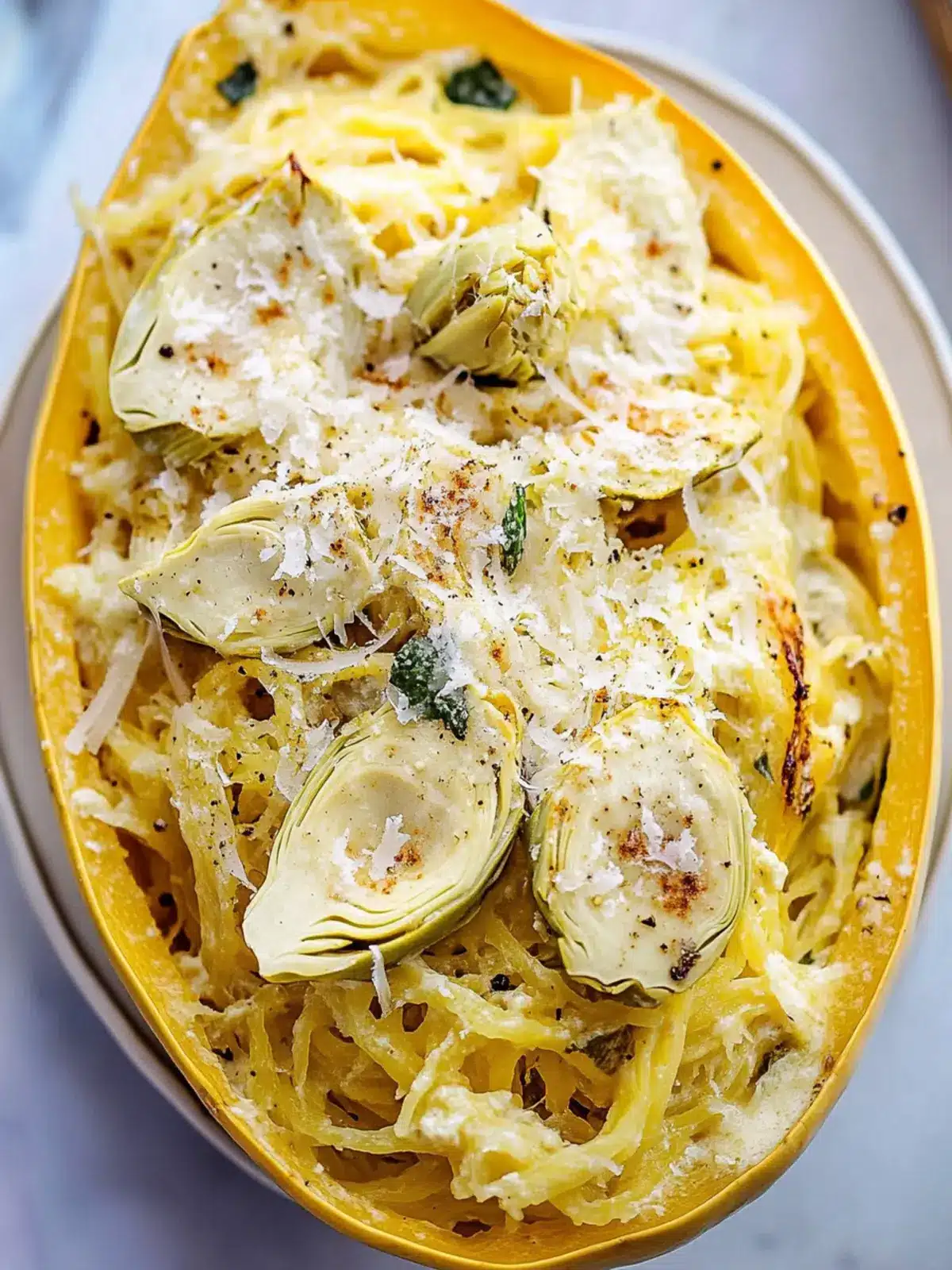 Creamy Artichoke Spaghetti Squash
