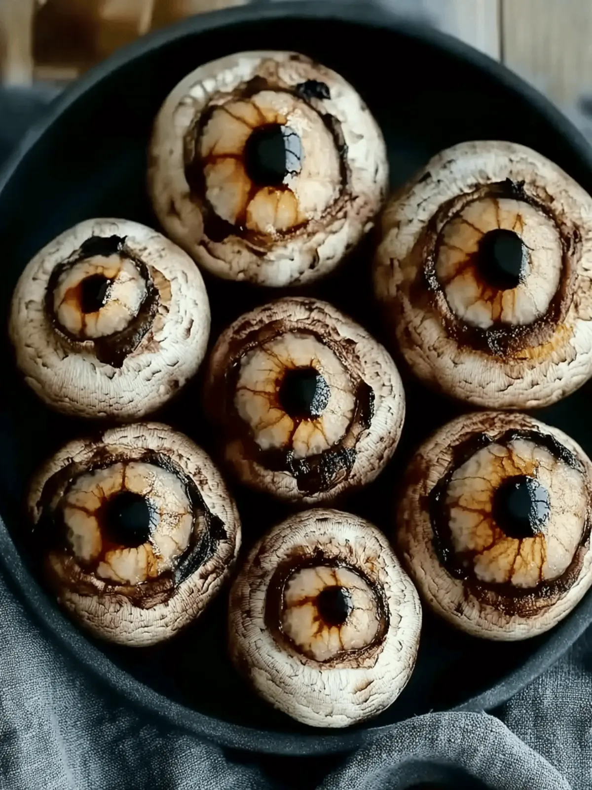 Spooky Stuffed Mushroom Eyeballs