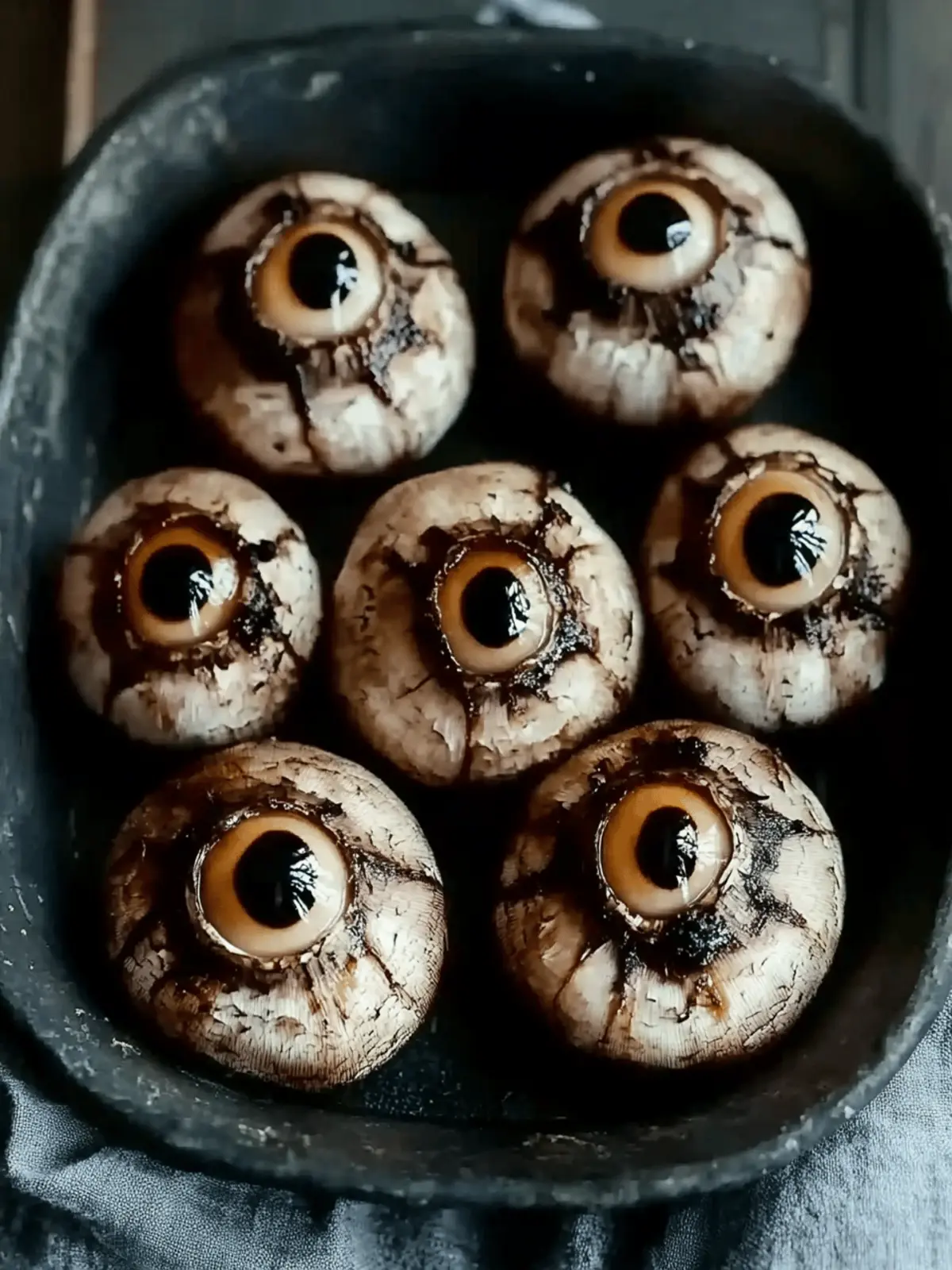 Spooky Stuffed Mushroom Eyeballs