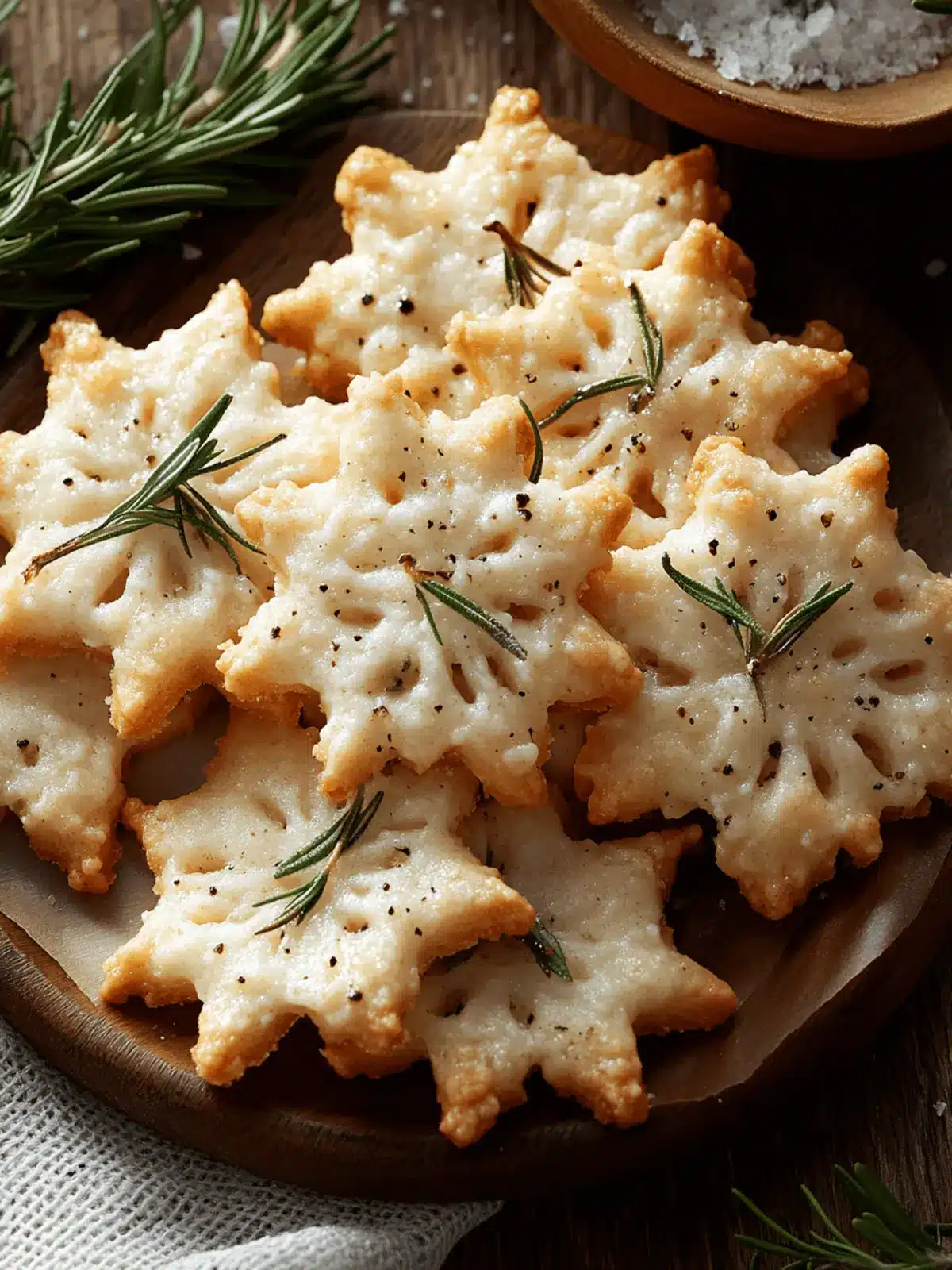 Savory Rosemary-Parmesan Snowflake Cookies