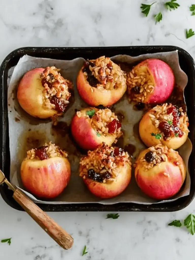 stuffed apples with rice pine nuts and currants